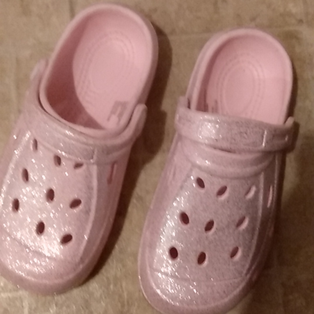 Pink glittery clogs